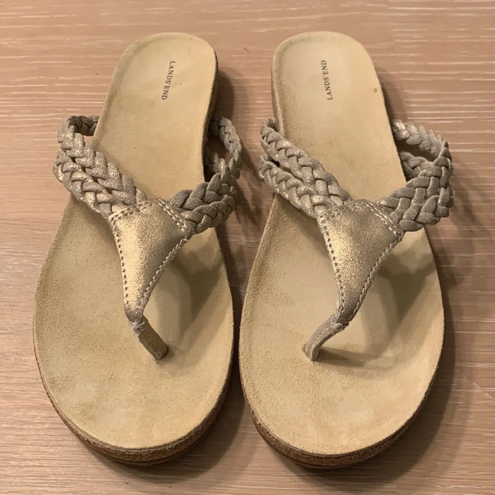 Lands End Navy or Abra sandals Sz 9 NWOB soft suede